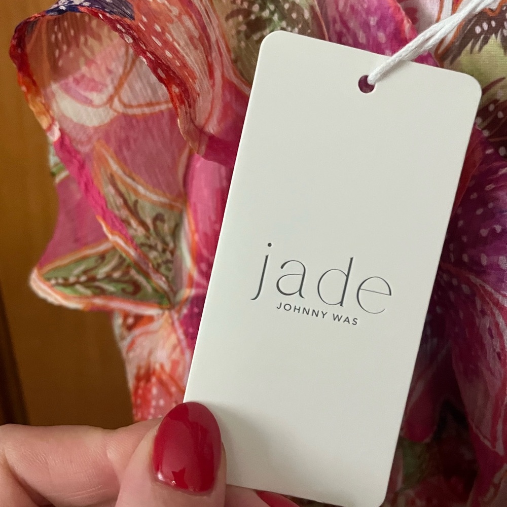 Johnny Was Jade Katella Midi Dress Fabiola Floral Pink Ruffle Dress - Picture 4 of 9